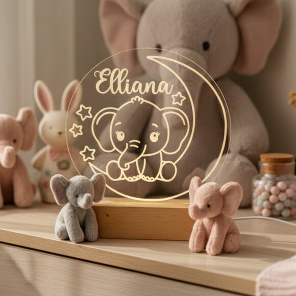 Personalized Elephant Night Light – Custom LED Lamp for Kids’ Rooms - Picture 8 of 8